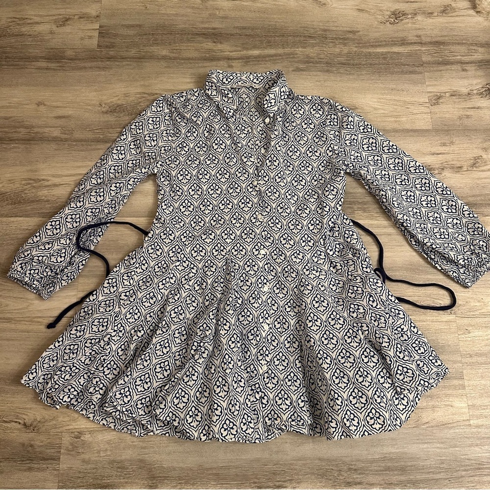 Zara Girly Medallion Print Ruffled Mini Shirt Dress size Medium - Picture 3 of 7